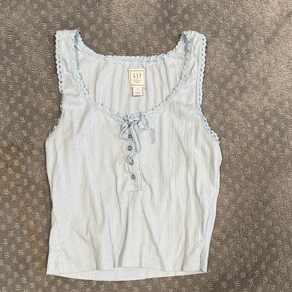 Gap x DOEN Light Blue Lace Trim Tank Top
